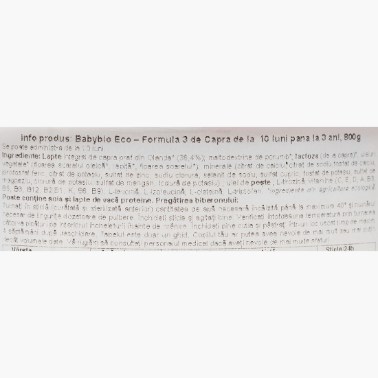 Lapte praf eco de capră Formula Caprea 3, 10+ luni, 800g