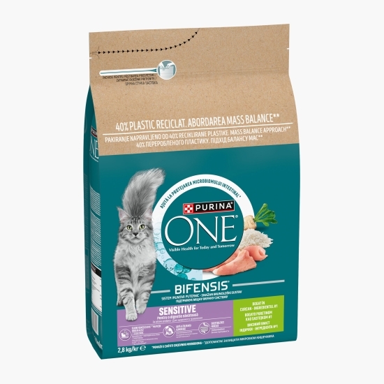 Hrană uscată pentru pisici One Sensitive, 2.8kg, cu curcan și orez