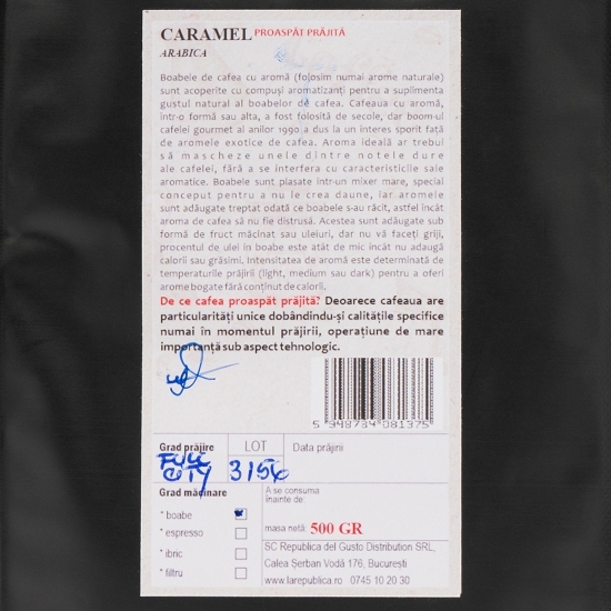 Cafea proaspăt prăjită Arabica Caramel 500g