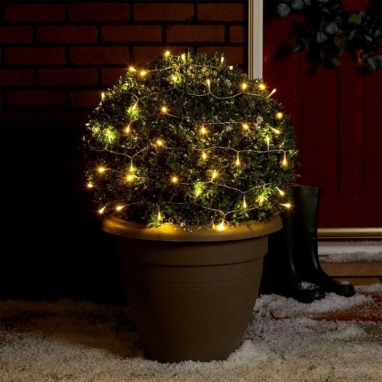 Instalație de Crăciun, 2m, cu baterii tip liniar, 2 jocuri de lumini, fir transparent, 20 LED-uri