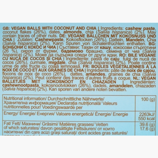 Trufe vegane cu cocos și chia, fără zahăr adăugat 100g