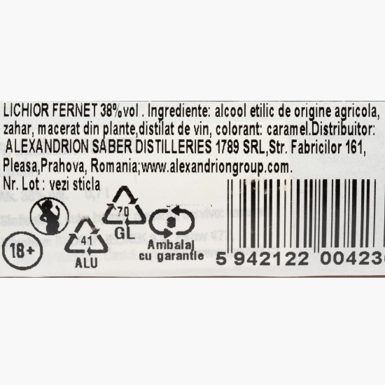 Lichior Fernet, 38%, 700ml