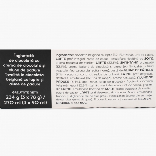 Înghețată multipack ciocolată și alune de pădure 3x90ml