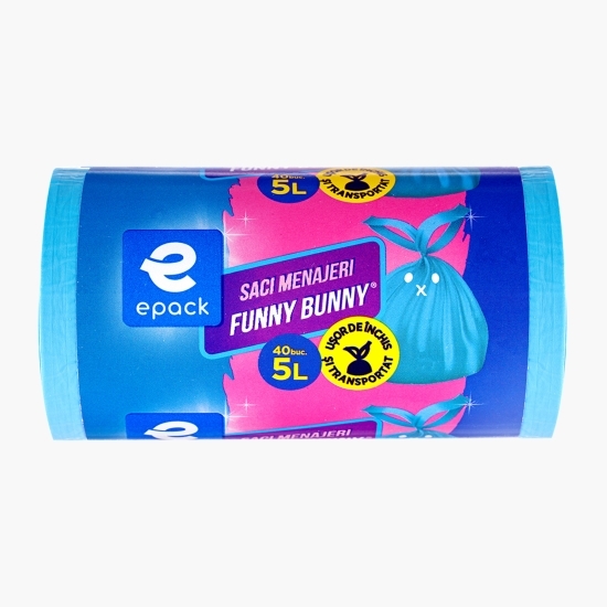 Saci menajeri HDPE bleu Funny bunny 5l 40 buc