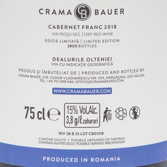 Vin roșu sec Cabernet Franc 2018 0.75l