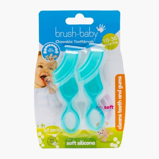 Periuță de dinți masticabilă, 10-36 luni, 2 buc