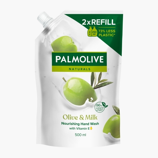 Rezervă săpun lichid Naturals Olive & Milk, eco refill 0.5l