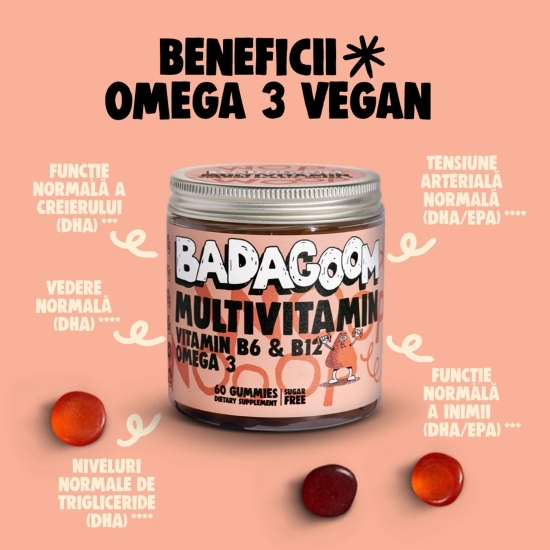 Jeleuri gumate Multivitamine cu Omega 3, 60 buc