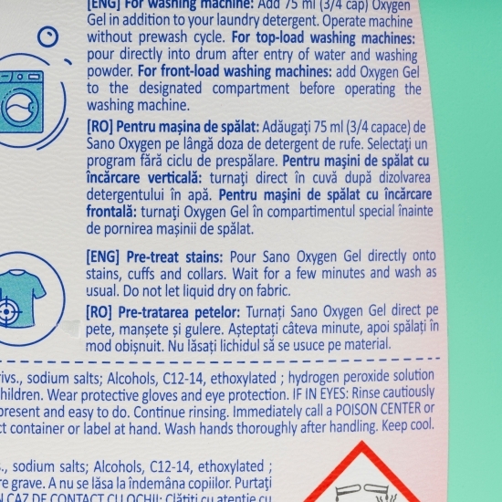Soluție îndepărtare pete rufe Oxygen Gel fără clor 3l
