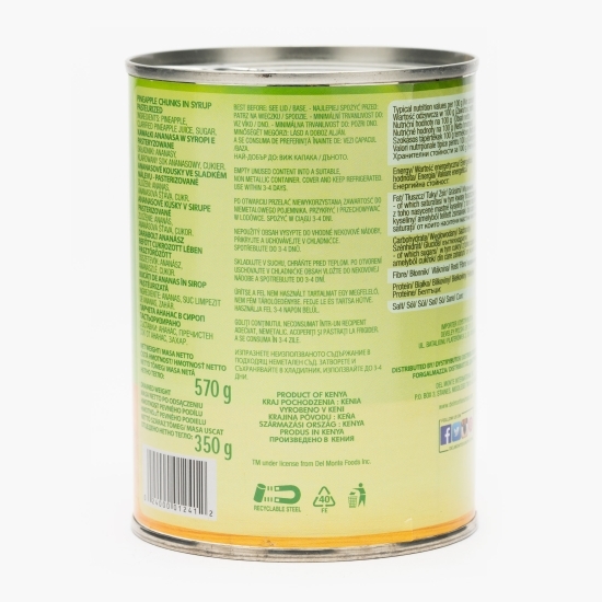 Ananas bucăți în sirop, conservă 570g