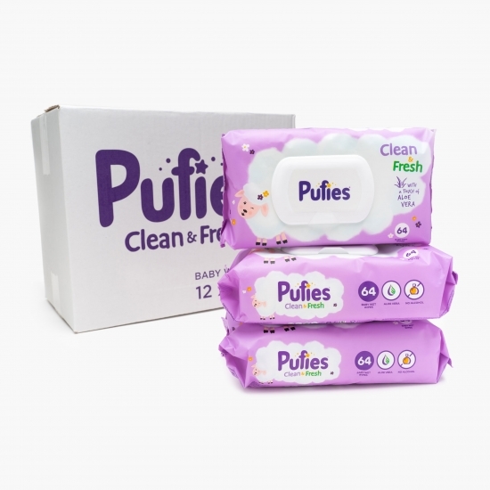 Șervețele umede pentru bebeluși Clean & Fresh 12x64 buc