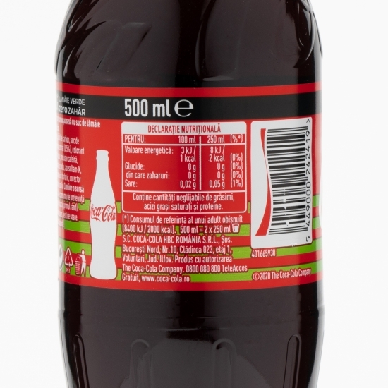Băutură carbogazoasă cola lime zero zahăr 0.5l