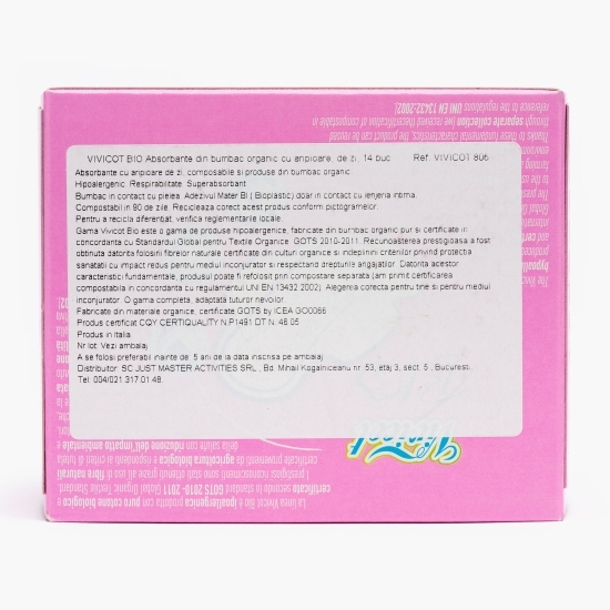 Absorbante cu aripioare, zi, bumbac bio, 14buc