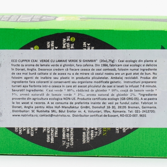 Ceai eco lămâie verde și ghimbir 20 plicuri