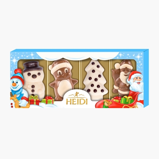  Figurine din ciocolată lapte și albă cu umplutură de praline 80g (4x20g)