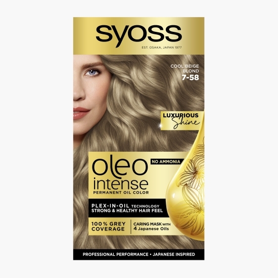 Vopsea de păr permanentă fără amoniac Oleo Intense, 7-58 blond bej rece, 115ml