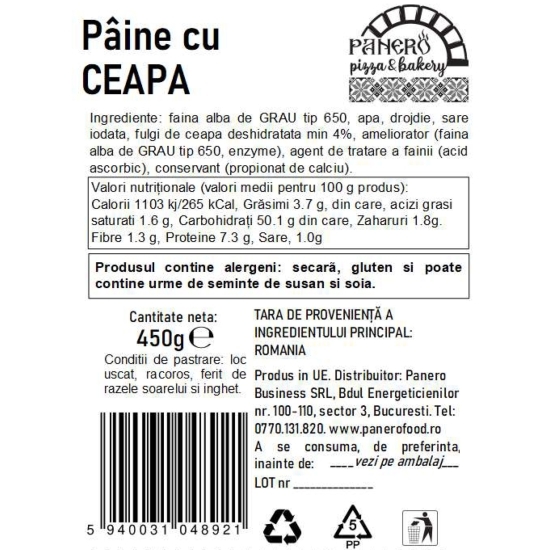 Pâine cu ceapă, 450g