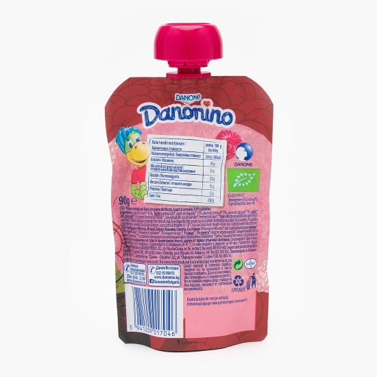 Iaurt cu piure de fructe eco, fără zahăr adăugat, 90g 