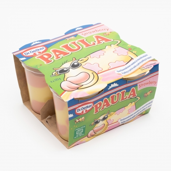 Budincă Paula cu gust de vanilie și căpșuni 4x125g