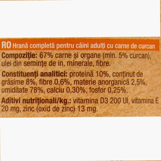 Hrană umedă pentru câini adulți, cu curcan, 800g