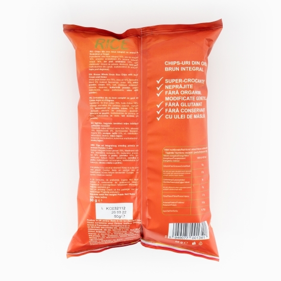 Chipsuri din orez brun integral cu aromă de smântână și ceapă 50g