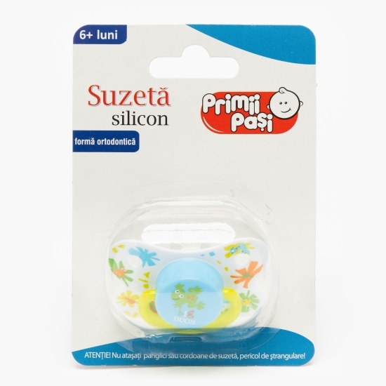 Suzetă silicon, ortodontică, bleu, 6+ luni