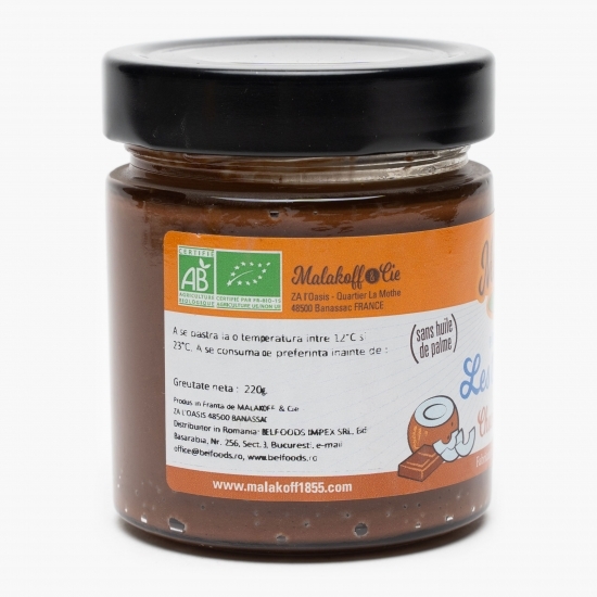 Cremă tartinabilă de ciocolată cu nuci de cocos eco 220g