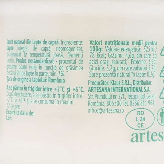 Iaurt natural capră 320g