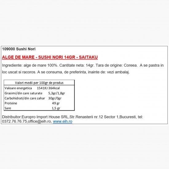 Alge de mare Sushi Nori 14g