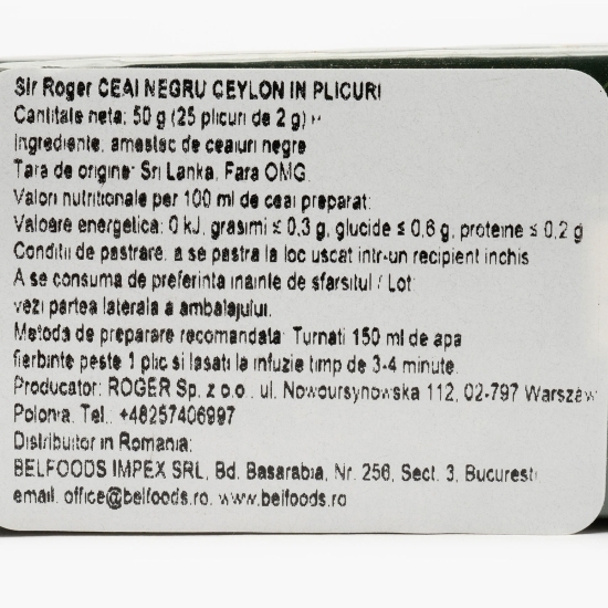 Ceai negru Ceylon plicuri 25x2g