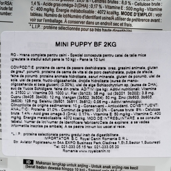 Hrană uscată pentru câini, 2kg, Mini Puppy