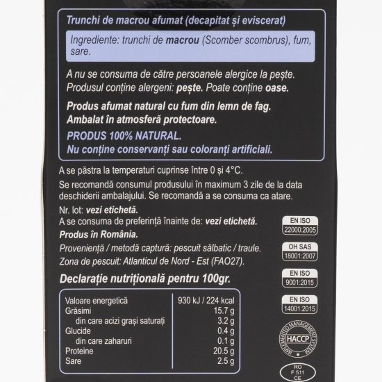 Trunchi de macrou afumat 200g