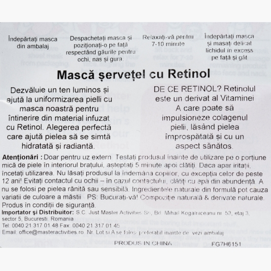 Mască șervețel cu Retinol