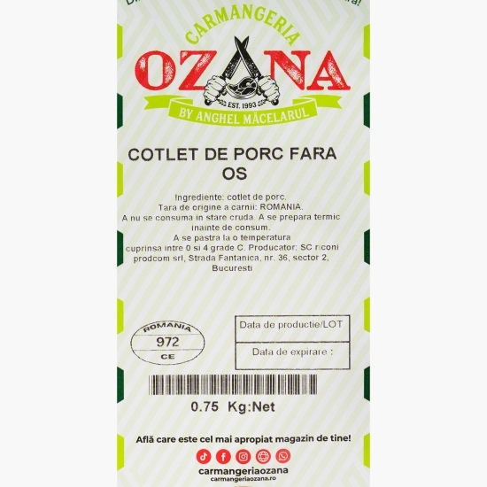 Cotlet de porc fără os 750g