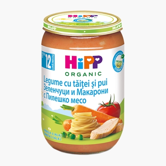 Gustare ecologică legume cu tăiței și pui, +12 luni, 220g