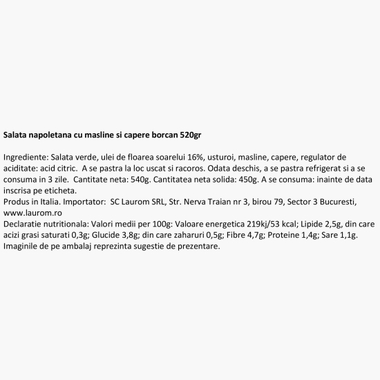 Salată napoletană cu măsline și capere borcan 520g