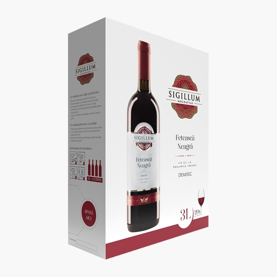 Vin roșu demisec Fetească Neagră, 13%, bag in box 3l