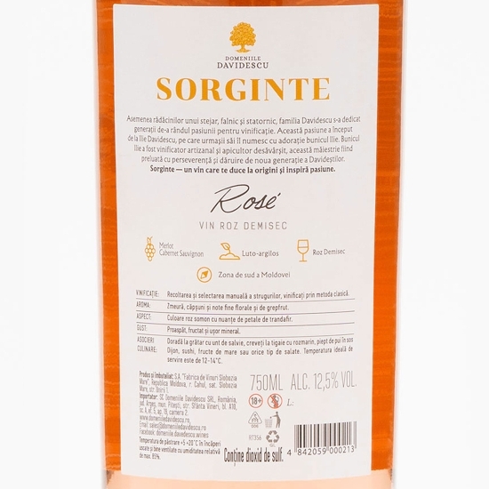 Vin rose demisec Sorginte, 12%, 0.75l