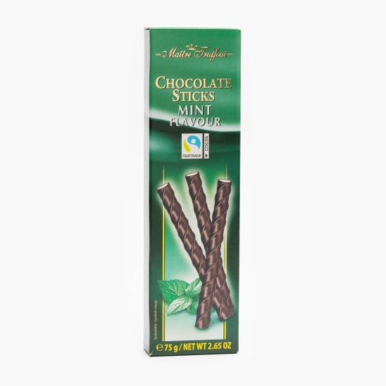Baghete din ciocolată amăruie și umplutură cremă mentă 75g