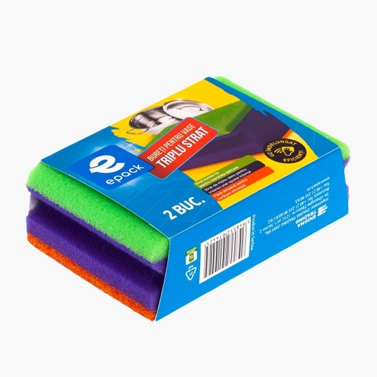 Bureți pentru vase triplu strat 2 buc