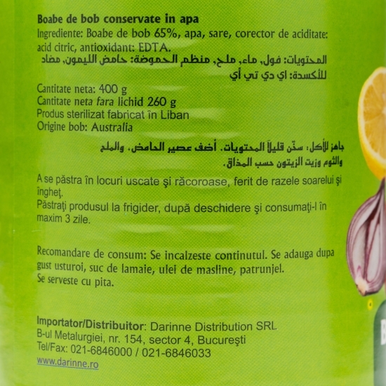Boabe de bob conservate în apă 400g