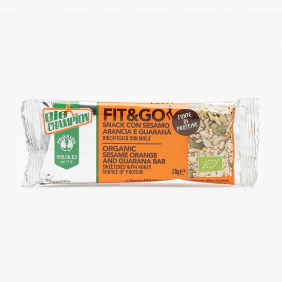 Baton Fit & Go cu susan, portocală și guarana eco 30g