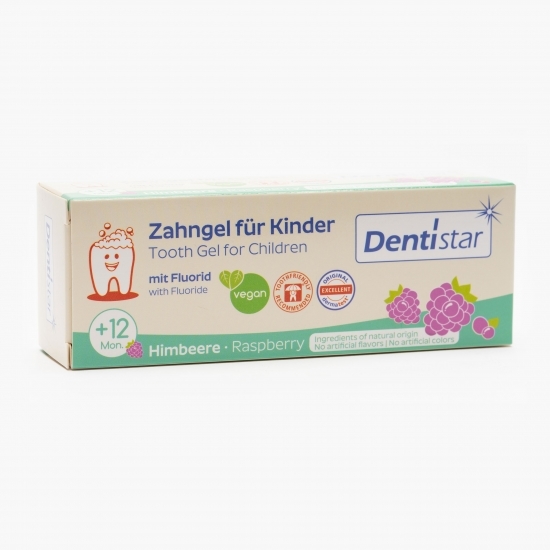 Pastă de dinți cu fluor pentru copii cu aromă de zmeură, +1 an, 60ml