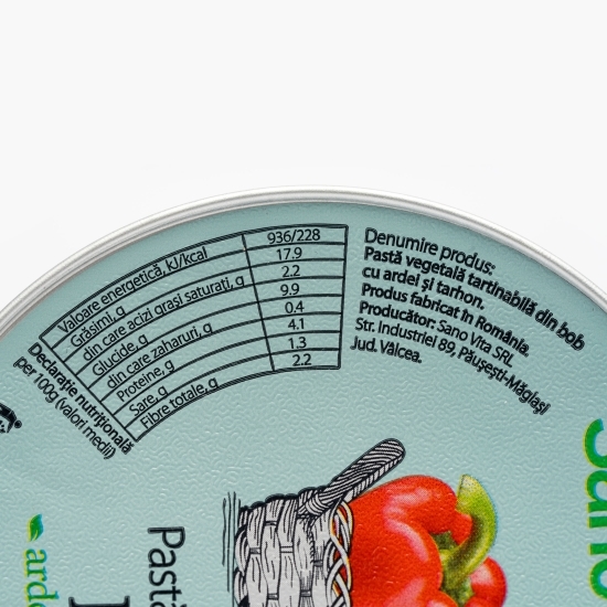 Pastă vegetală din bob cu ardei și tarhon 100g