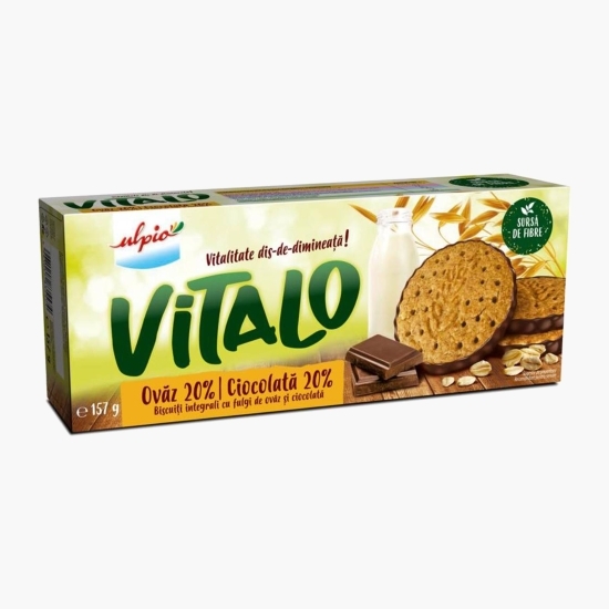 Biscuiți integrali cu fulgi de ovăz și ciocolată 157g