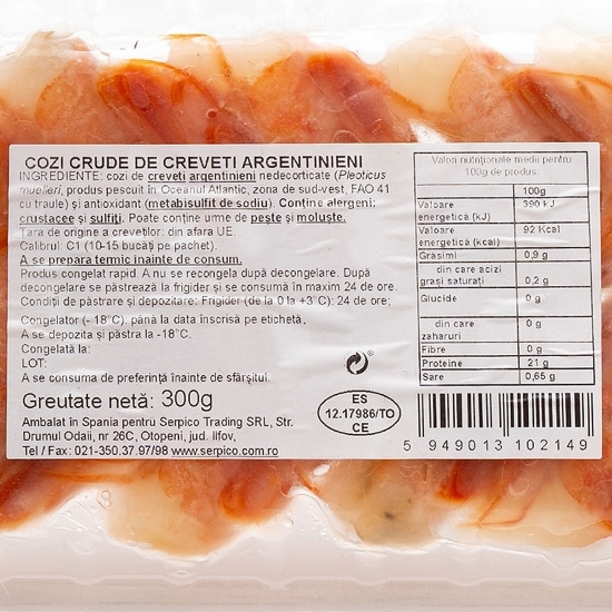 Cozi crude creveți argentinieni 10/15, 300g