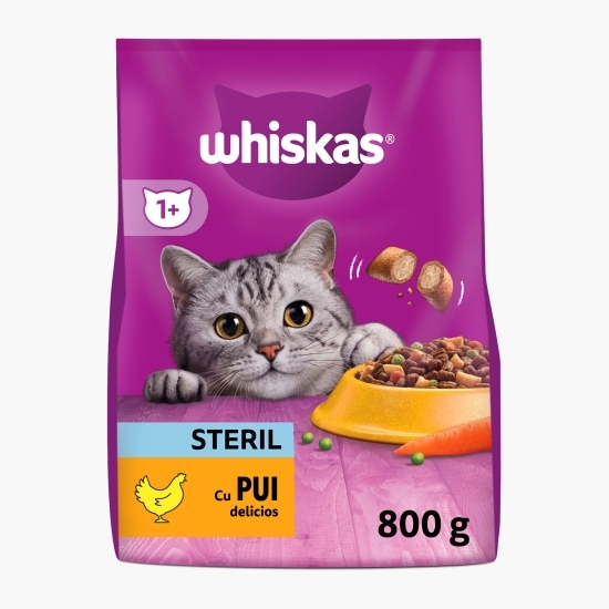 Hrană uscată pentru pisici sterile, 800g, cu pui 