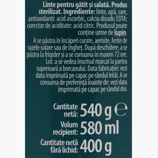 Linte boabe în saramură 540g