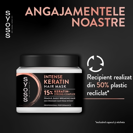Mască pentru păr fragil Intense Keratin, 400ml