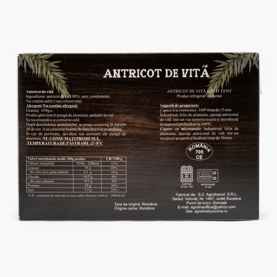 Antricot de vită gătit lent 650g